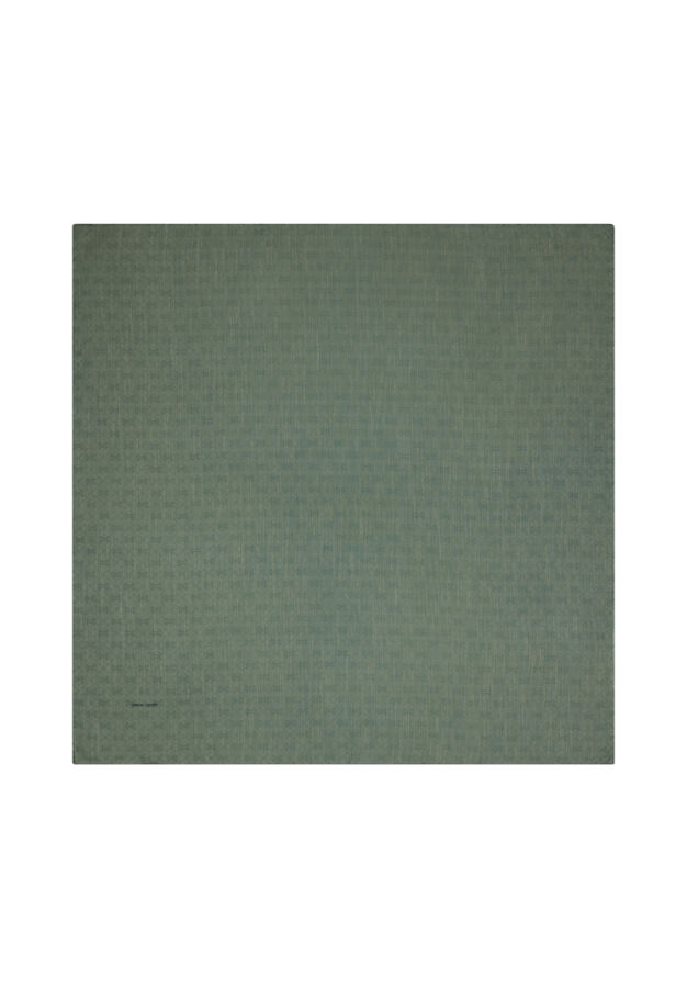 Yeşil 100X100 Pierre Cardın Logolu İpek Koton Jakar Eşarp - Pierre Cardin