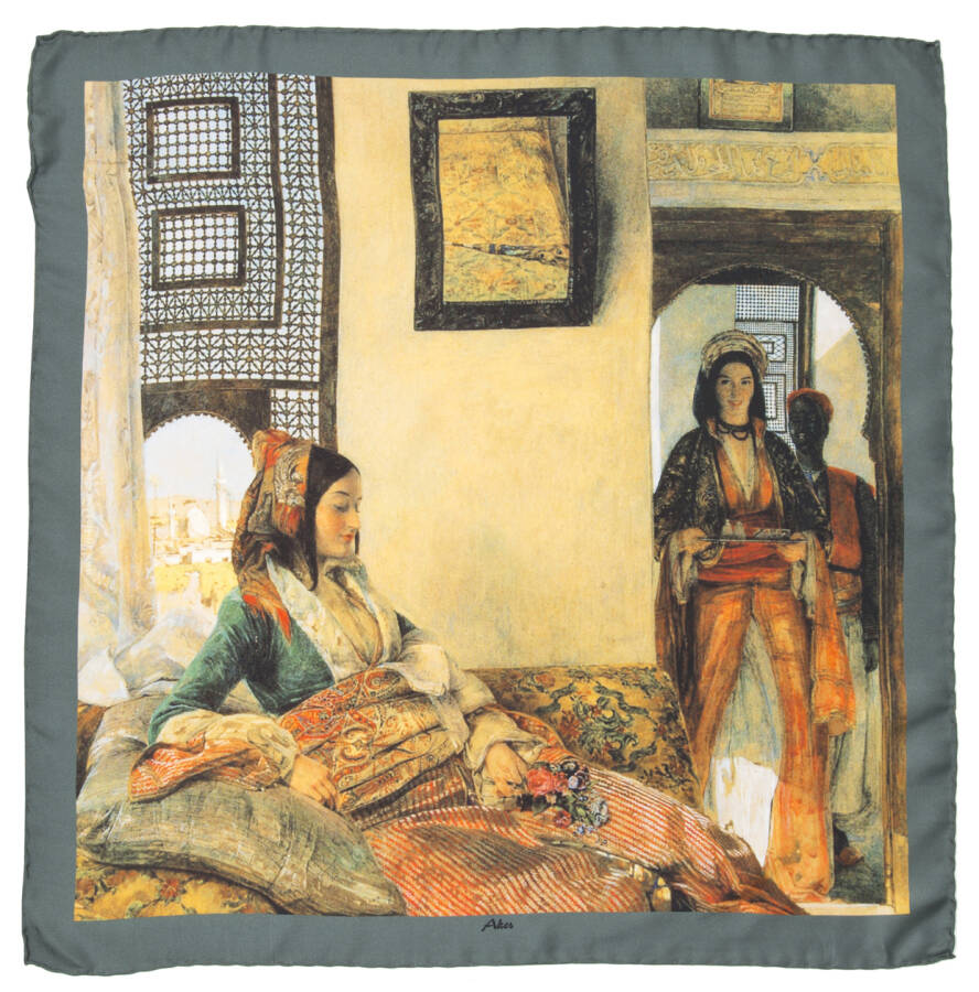 Renkli 90X90 Aker Pano Tivil Eşarp - Aker
