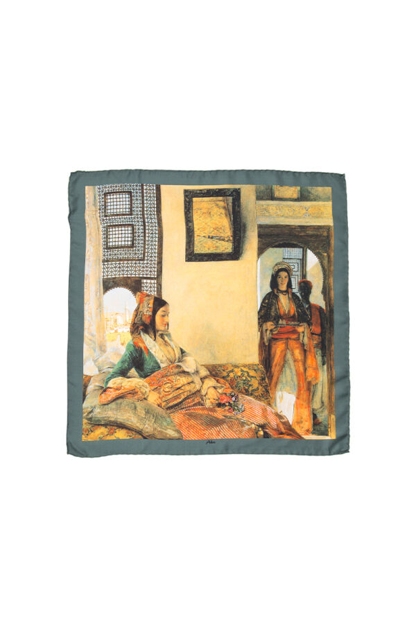 Renkli 90X90 Aker Pano Tivil Eşarp - Aker