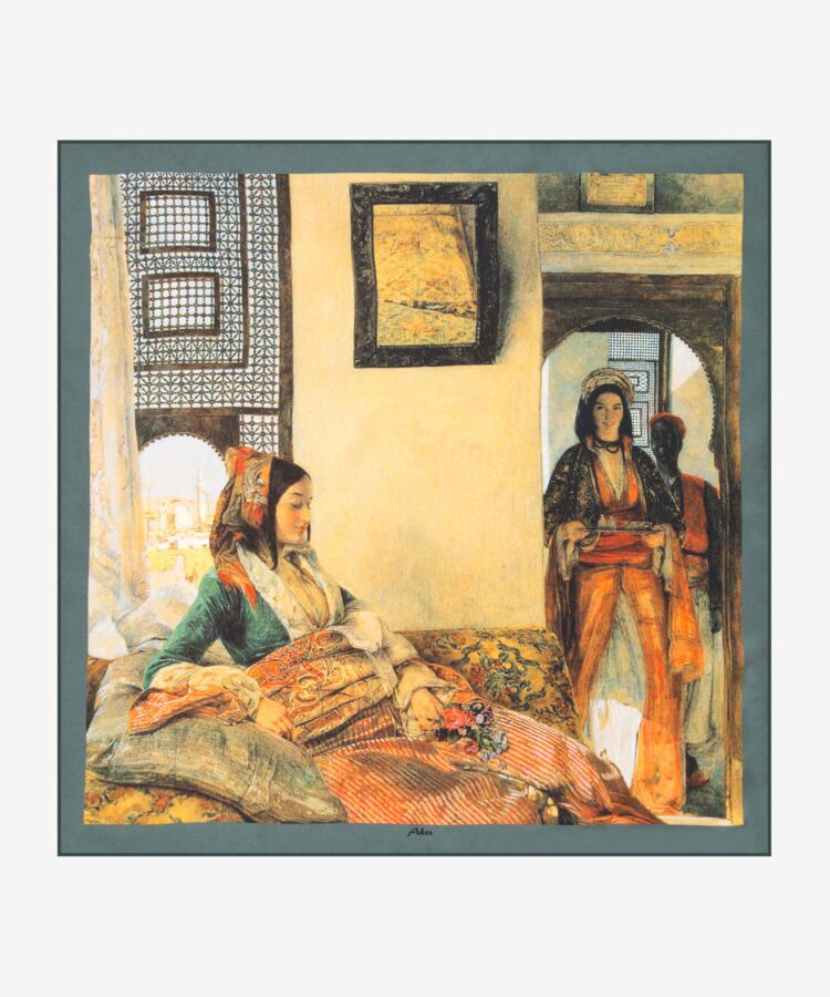Renkli 90X90 Aker Pano Tivil Eşarp - Aker (1)