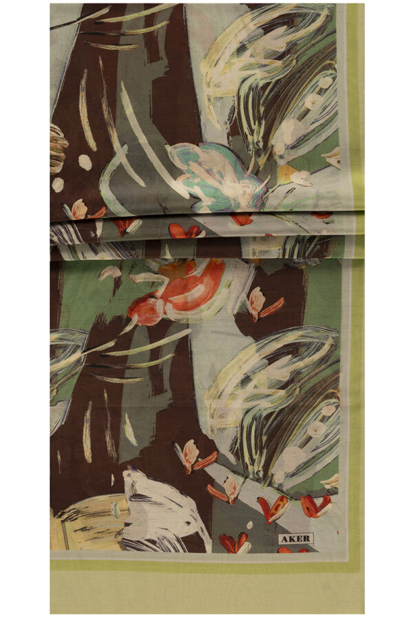 Yeşil 75X200 İpek Koton Şal - 1