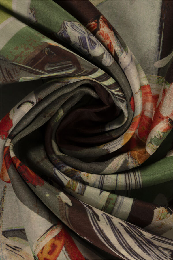 Yeşil 75X200 İpek Koton Şal - 2