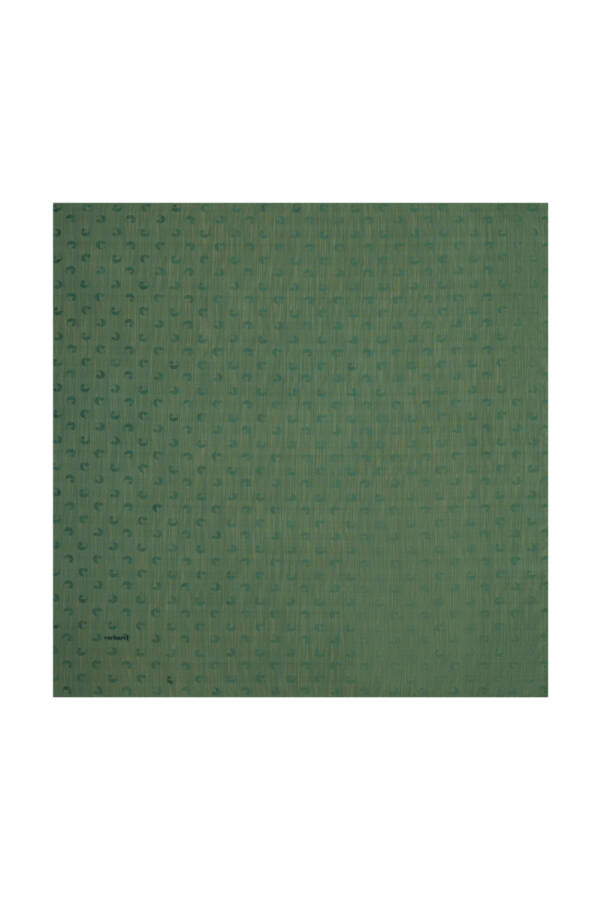 Yeşil 90X90 B. Logolu İpek Koton Jakar Eşarp - Cacharel