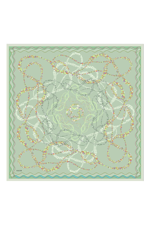 Yeşil 90X90 İpek Koton Eşarp - Aker