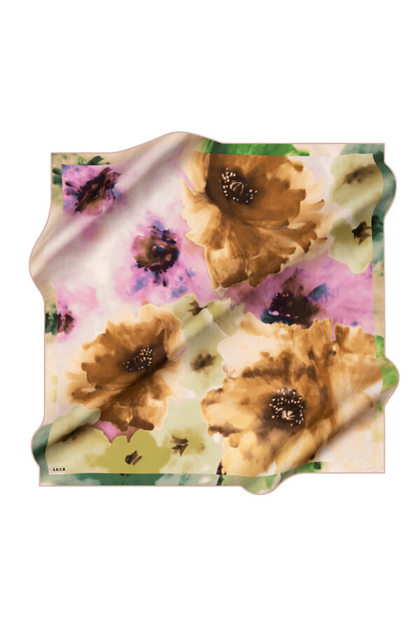Yeşil 90X90 İpek Koton Eşarp - Aker