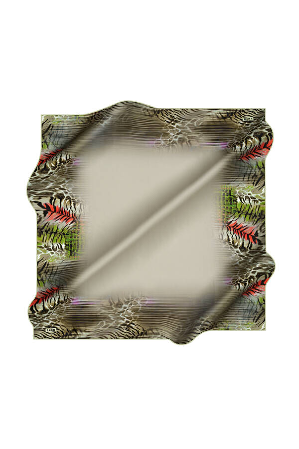 Geometrik Desenli 90X90 İpek Krep Saten - 1