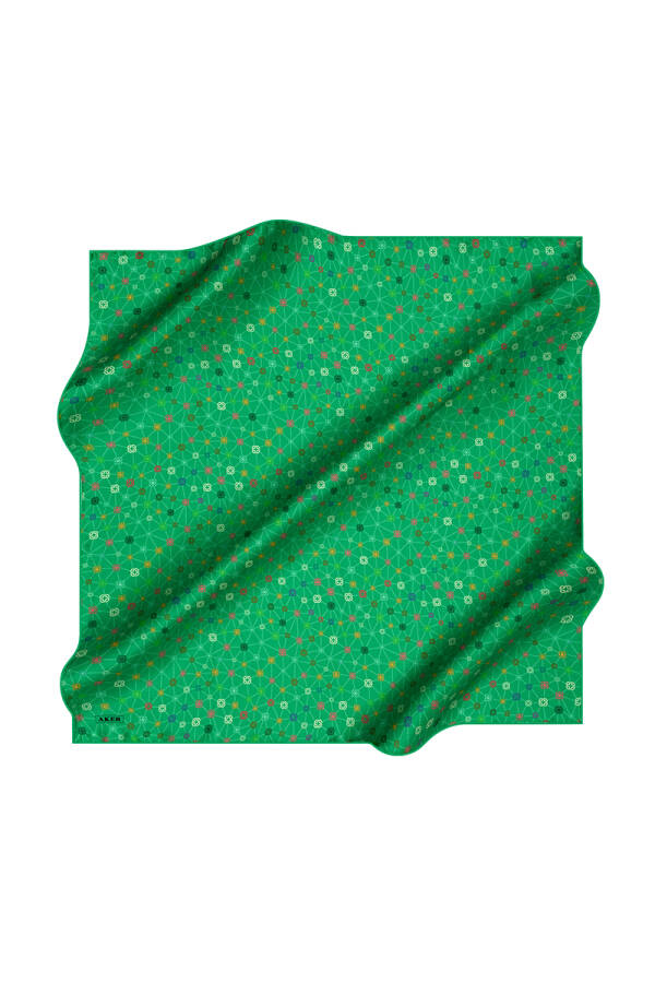 Geometrik Desenli 90X90 İpek Krep Saten - 1