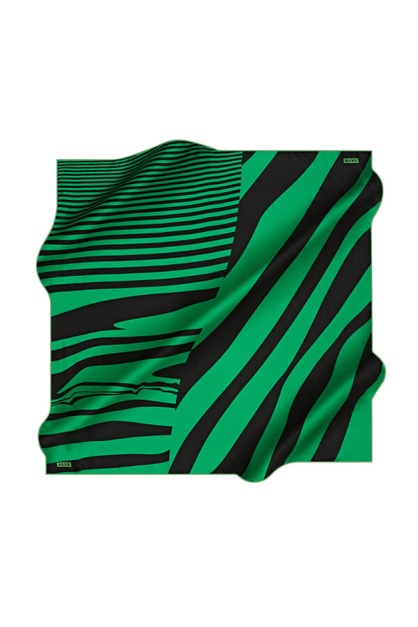 Geometrik Desenli 90X90 İpek Krep Saten - 1