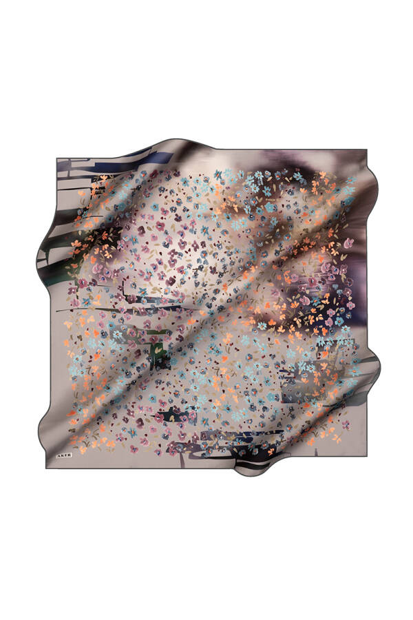 Yeşil 90X90 İpek Krep Saten Eşarp - 1