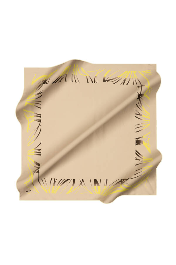 Yeşil 90X90 İpek Krep Saten Eşarp - 1