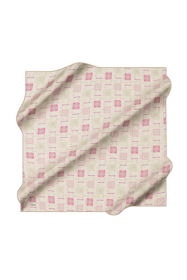 Yeşil 90X90 İpek Krep Saten Eşarp - 1