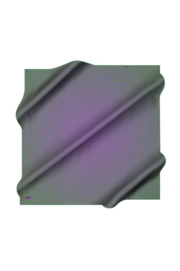 Yeşil 90X90 İpek Krep Saten Eşarp - 1