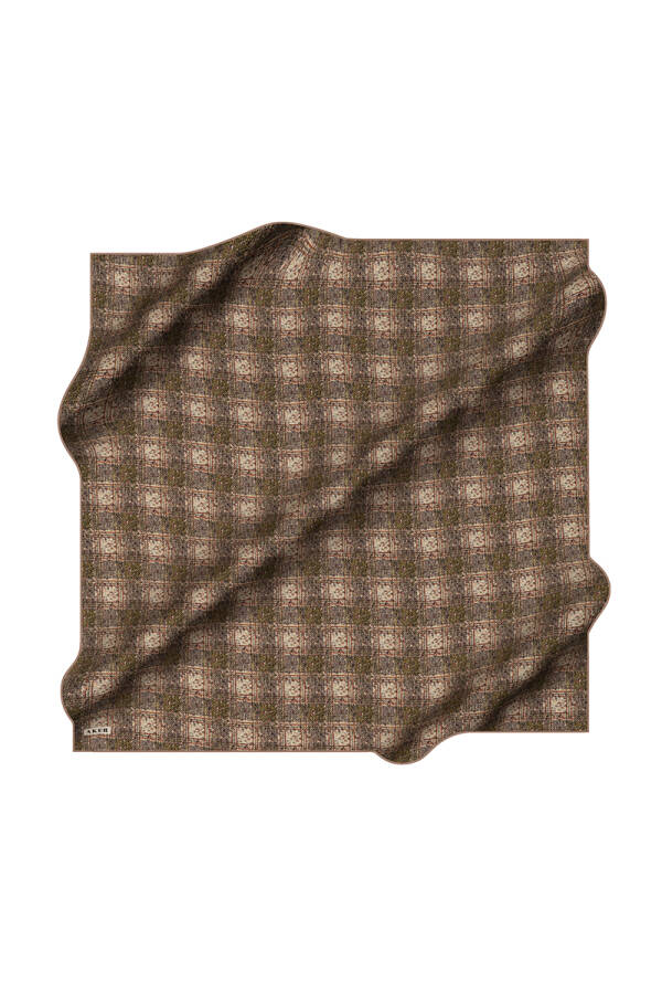 Yeşil 90X90 İpek Krep Saten Eşarp - 1
