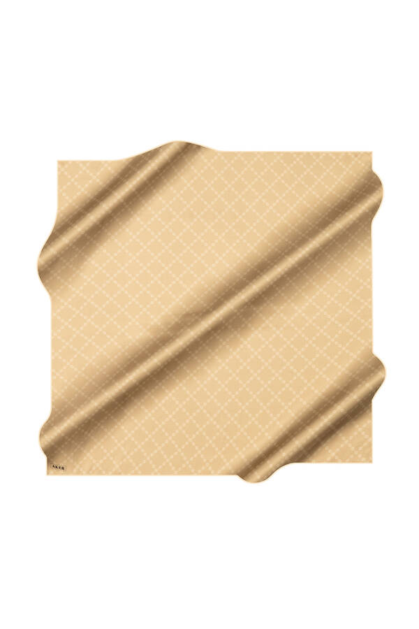 Yeşil 90X90 İpek Krep Saten Eşarp - 1
