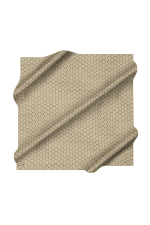Yeşil 90X90 İpek Krep Saten Eşarp - 1