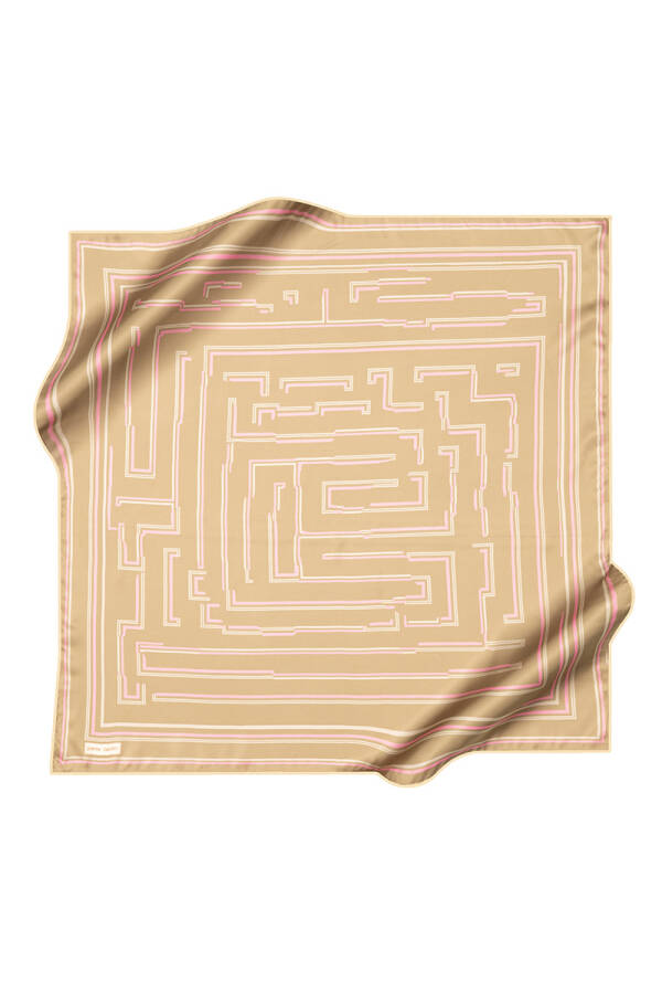 Yeşil 90X90 İpek Krep Saten Eşarp - 1