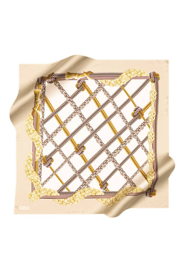 Yeşil 90X90 İpek Krep Saten Eşarp - 1
