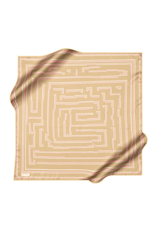 Yeşil 90X90 İpek Krep Saten Eşarp - 1