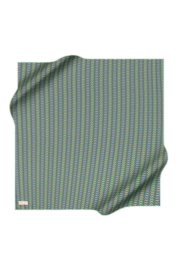 Yeşil 90X90 İpek Krep Saten Eşarp - 1