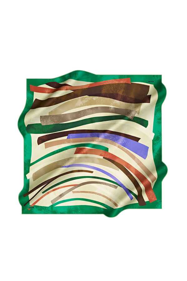 Yeşil 90X90 İpek Twill Eşarp - 1