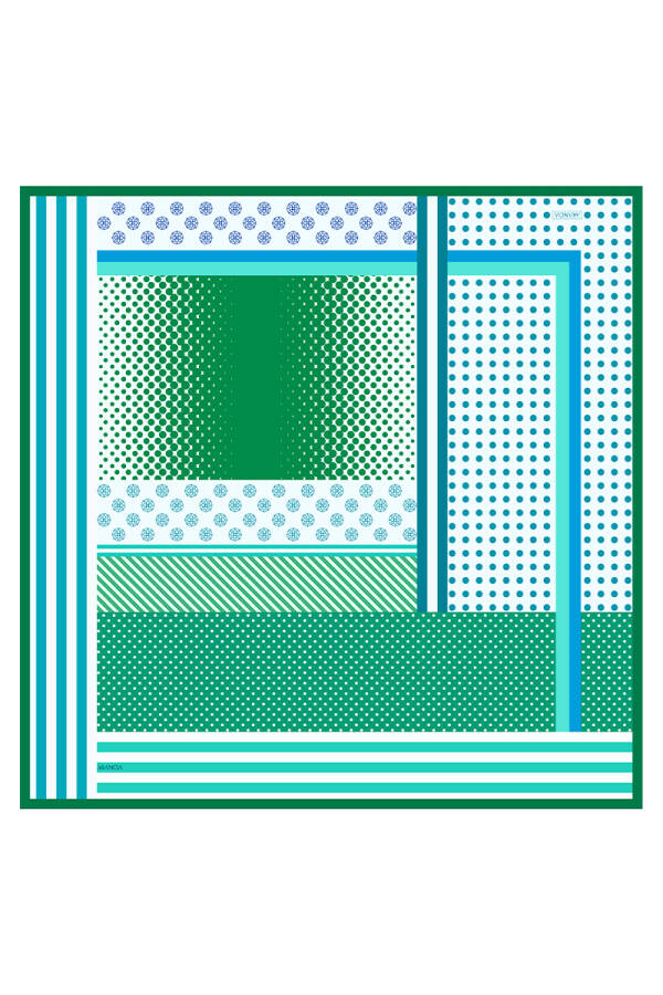 Yeşil 90X90 İpek Twill Eşarp - 1