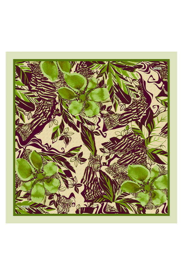 Yeşil 90X90 İpek Twill Eşarp - 1