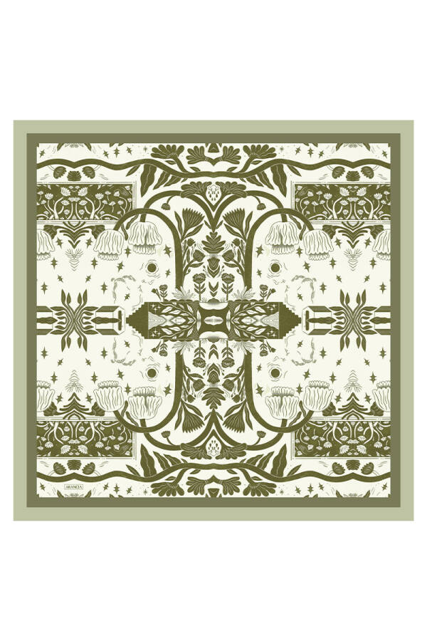 Yeşil 90X90 İpek Twill Eşarp - 1