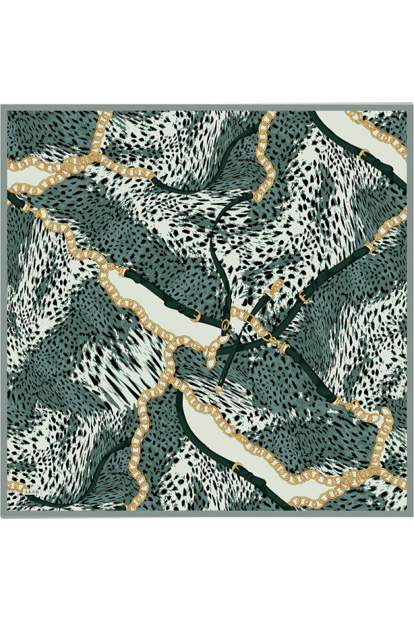 Yeşil 90X90 İpek Twill Eşarp - Aker