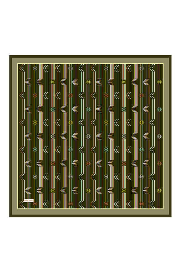 Yeşil 90X90 İpek Twill Eşarp - Pierre Cardin