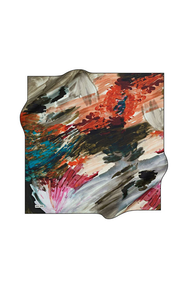 Renkli 90X90 Pierre Cardin Polyester Tivil Eşarp - 1