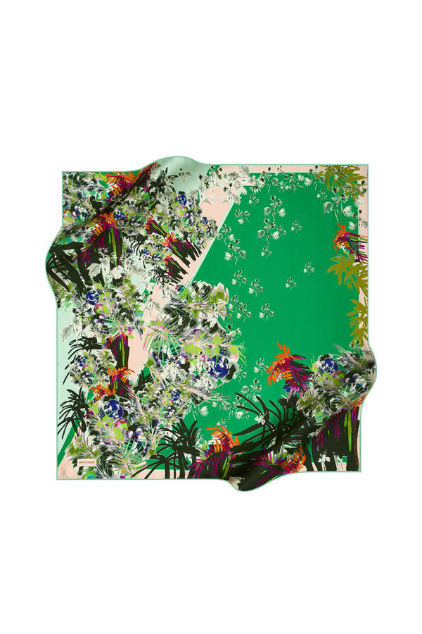 Çiçek Desenli 90X90 Pierre Cardin Tivil Eşarp - 1
