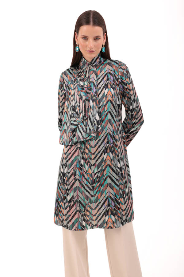 Yeşil Bağlama Detaylı Tunik - 2