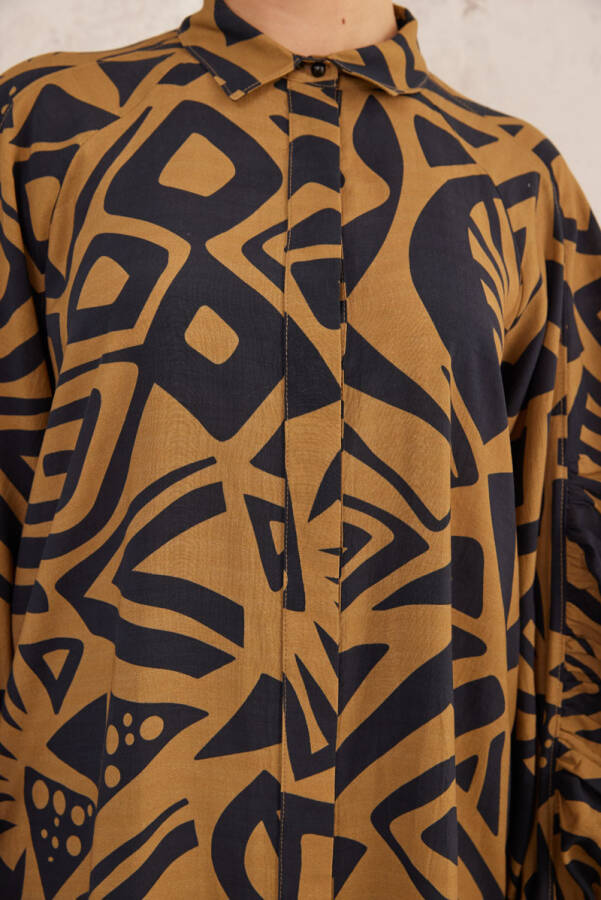 Yeşil Balon Kol Büzgülü Tunik - 3