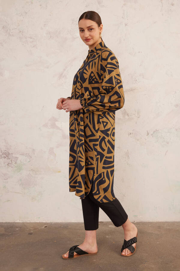 Yeşil Balon Kol Büzgülü Tunik - 4