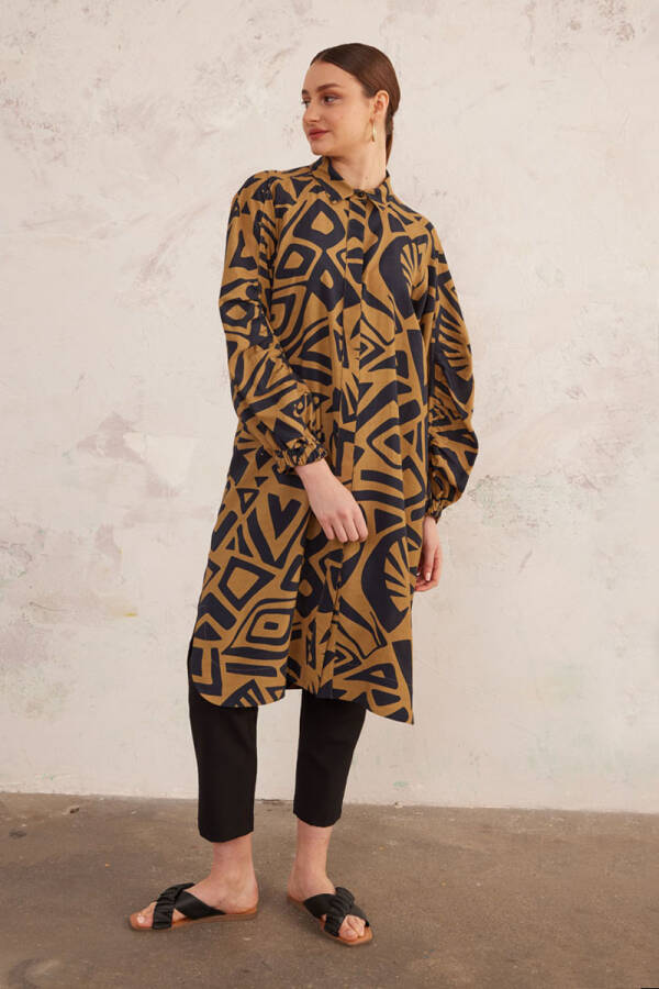 Yeşil Balon Kol Büzgülü Tunik - 5