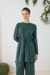 Yeşil Beli Ayarlanabilir Lastik Detaylı Tunik - 4