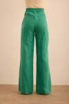 Yeşil Beli Lastikli Keten Pantolon - 6
