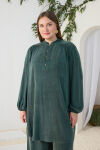 Yeşil Büzgü Lastik Detaylı Tunik - 2