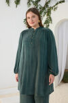 Yeşil Büzgü Lastik Detaylı Tunik - 3