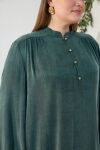 Yeşil Büzgü Lastik Detaylı Tunik - 4