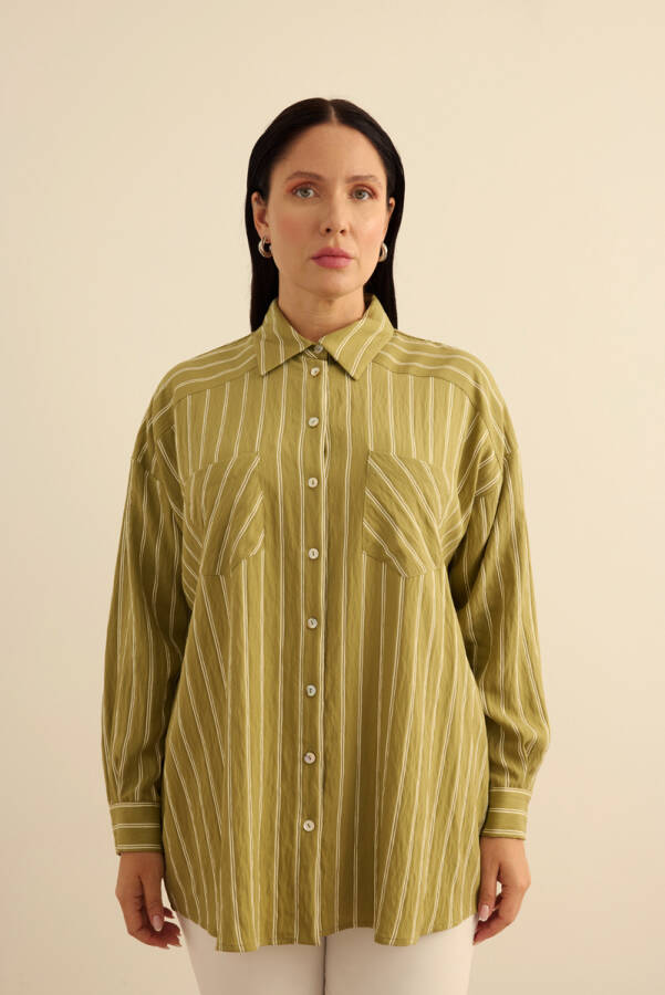Yeşil Çizgili Viscon Tunik - 4