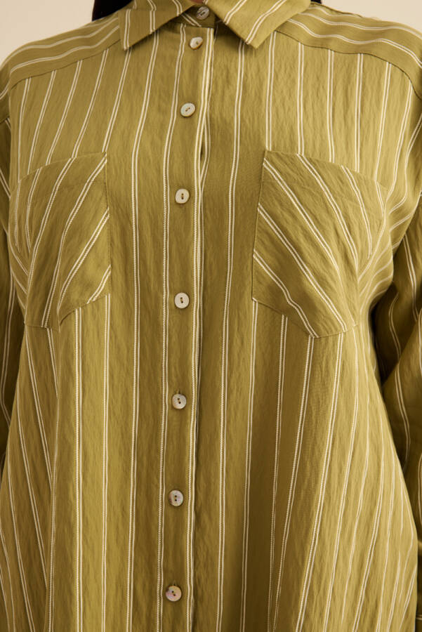 Yeşil Çizgili Viscon Tunik - 5