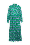 Yeşil Desenli Belden Büzgülü Elbise - 1