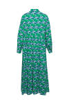 Yeşil Desenli Belden Büzgülü Elbise - 2