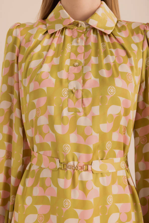 Yeşil Desenli Elbise - 3