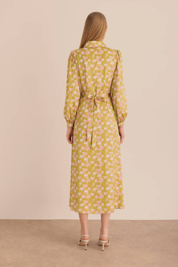 Yeşil Desenli Elbise - 7