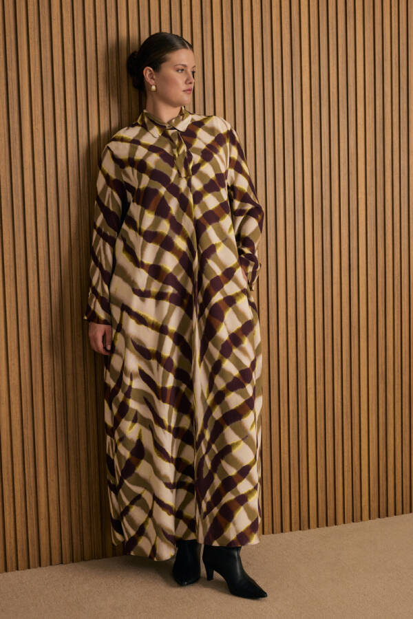 Yeşil Desenli Elbise - 4