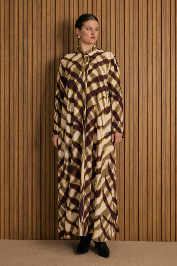 Yeşil Desenli Elbise - Aker