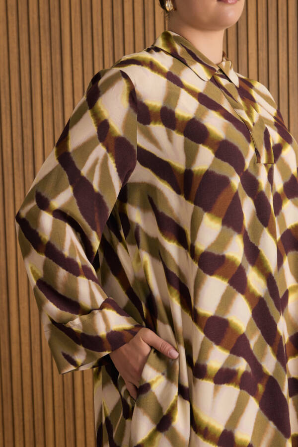 Yeşil Desenli Elbise - 5