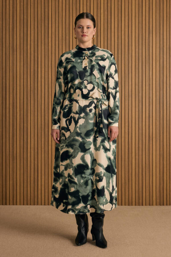 Yeşil Desenli Elbise - Aker (1)